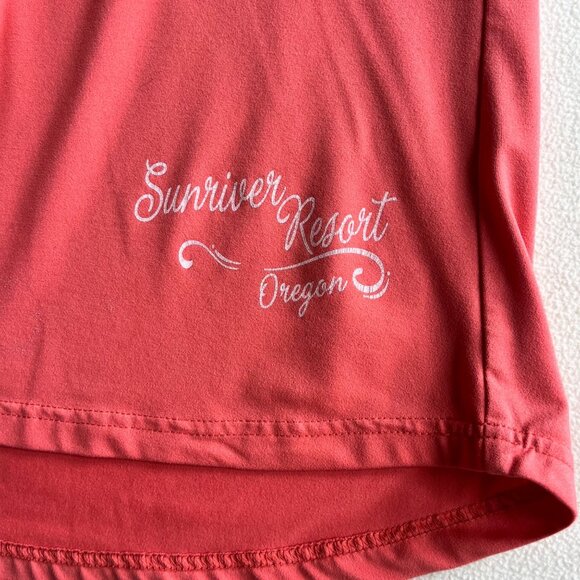 Artisans Womens Coral Hooded Long-Sleeve T-Shirt With Sunriver Resort Oregon Log - Picture 3 of 5